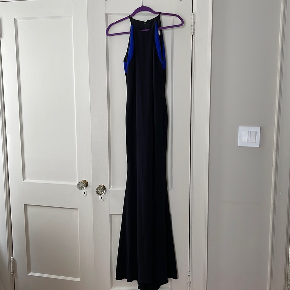 Badgley Mischka Stretch Crepe Halter Gown